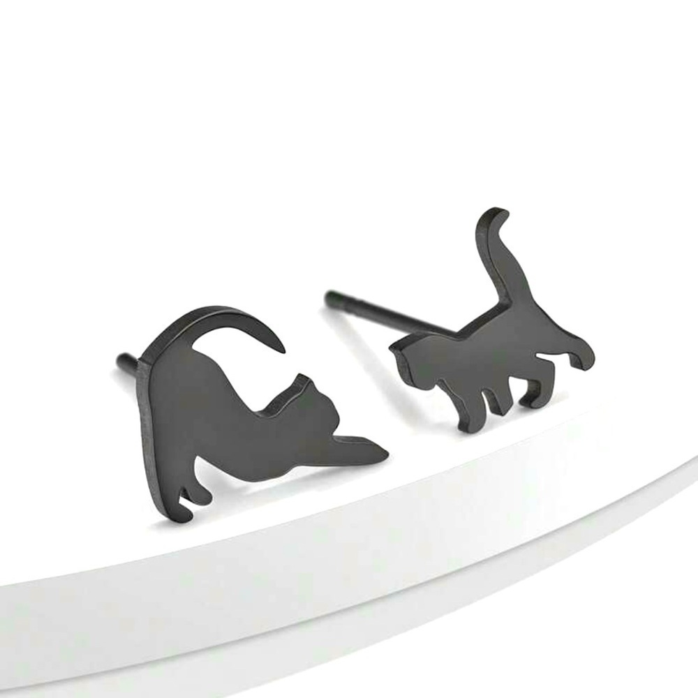 Small Cat Stud Stainless Steel Earrings